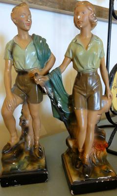 vintage walking pair of man and woman figurines vintage walking pair of man and woman figurines