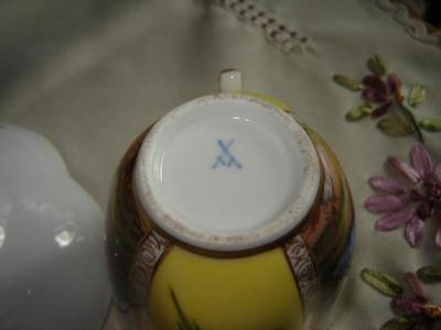 Origin of a nice fluted tea set showing crossed swords with one hilt or a 'Y' shape Origin of a nice fluted tea set showing crossed swords with one hilt or a 'Y' shape