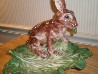 Rabbit on cabbage leaf from Bassano region of Italy Rabbit on cabbage leaf from Bassano region of Italy