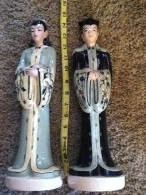 Antique Vintage China Collectible Japanese Figurines - Pair of Male & Female 14
