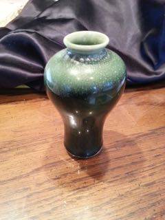 Art Pottery Vase With Large Brown stamp circle and shaped rectangles