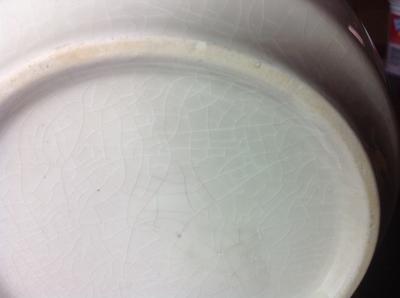 Chinese crackle bowl with mountain scene and calligraphy