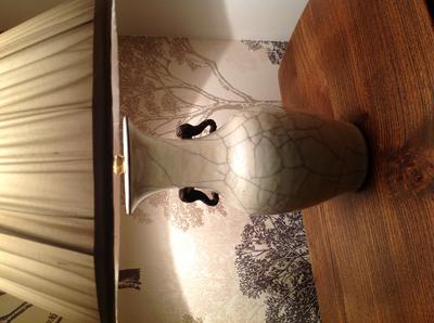 Guan style lamp base or vase with elephant handles