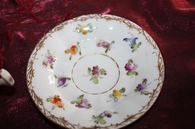 saucer - Demi Cup  F&M7 and Blue scrolled N over Dresden