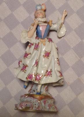 matching pair female dancing antique figurine