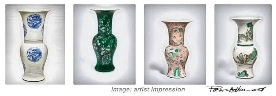 Porcelain Fengweizun Vase - Famille Rose Design