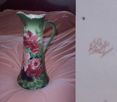 I think it's a French Floral Pitcher K & G Pottery Mark