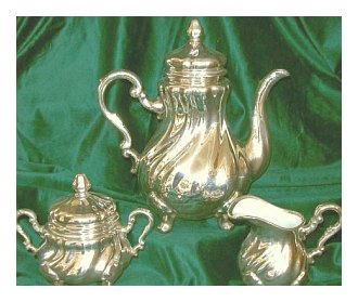 Bavarian Porcelain Set for Coffee or Tea in Silver Overlay