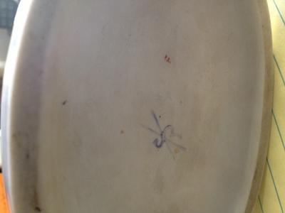 The Markings - Grandmother's Figurine mrked with S painted on the bottom with the x running through