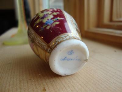 Identify Pottery/Porcelain Mark -Two miniature vases - Dresden or not ?