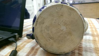 Interesting blue and white arts and crafts aesthetic style teapot Mystery