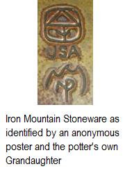 Iron Mountain Stoneware backstamp
