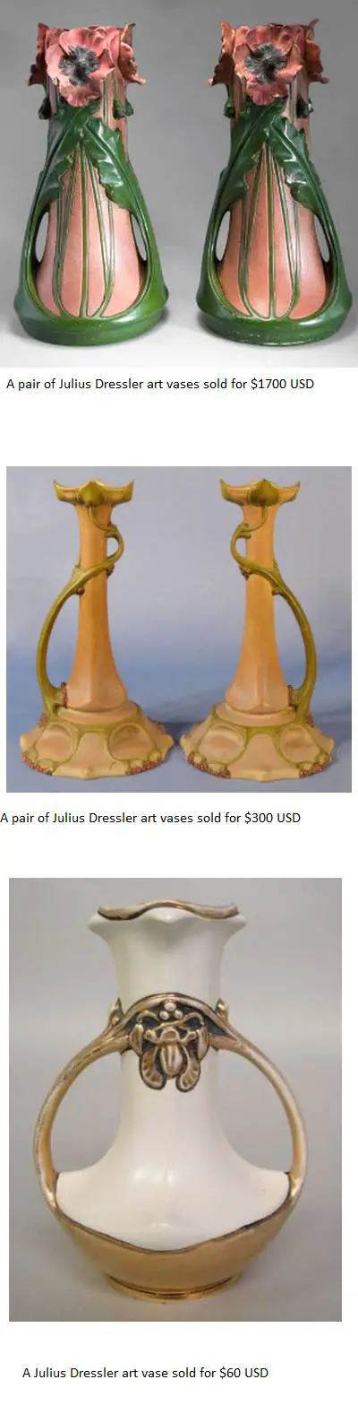 Julius Dressler Bohemian Vases