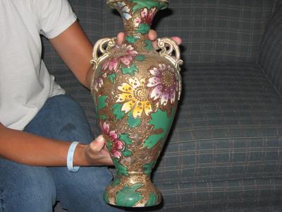 Lg Milian (?) vase painted 