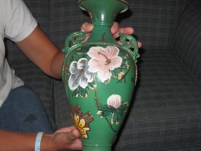 Lg Milian (?) vase painted 