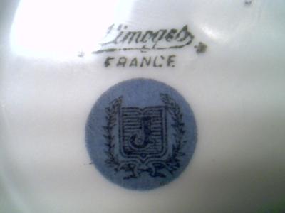 Limoges Ashtray -  'J' pottery mark within a shield within a wheat wreath within a circle