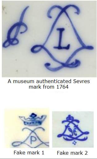 Marks sevres counterfeit porcelain Antique Sévres