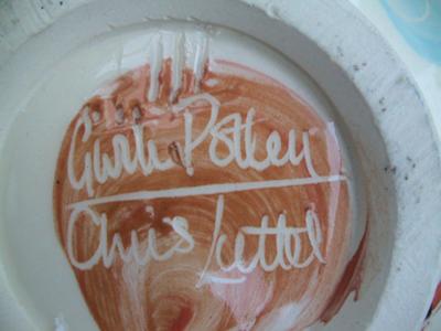 lovely studio art pottery bowl with illegible handwritten signature