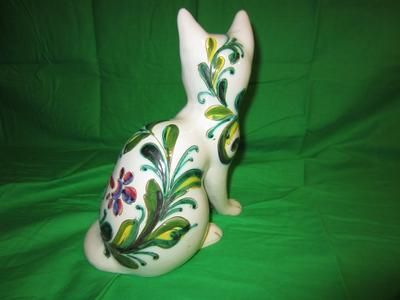 Large brightly colored ceramic cat MADE IN ITALY T.K.C TX/?B