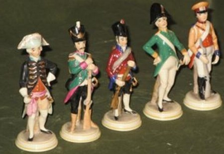 soldier figurines with N mark and Crown