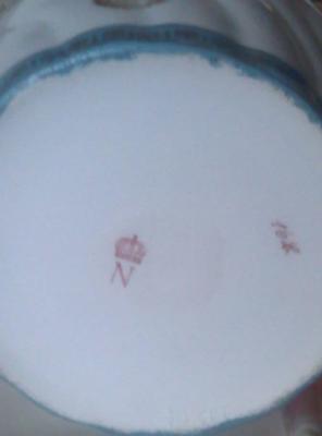 N with Crown Above Pottery Mark Query on Biscuit Barrel Jar with Napoleon Portrait