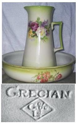 Pitcher and Basin-Pottery Mark 'Grecian GL'