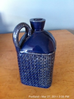 Pottery mark M.P. Déposé on French Cognac Decanter Bottle