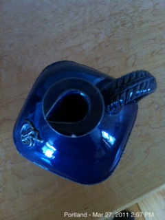 Pottery mark M.P. Déposé on French Cognac Decanter Bottle