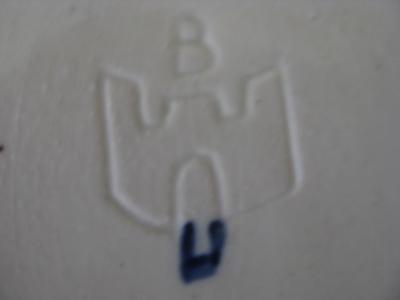 Pottery Mark Query - Incised B, incised symbol, blue W (?) mark
