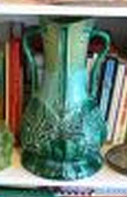 JBD raised pottery mark on this two handled vase