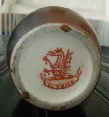 Red Dragon Vase - Pottery Mark Backstamp with EL UNICO