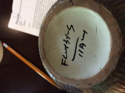 Signed by an alien? Illegible little old luster pot