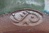 Art Pottery Studio pitcher with impressed whale or fish mark or 'P'