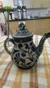 Interesting blue and white arts and crafts aesthetic style teapot Mystery