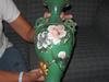 Lg Milian (?) vase painted 