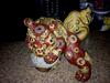  Japanese Ornate Oriental Red & Yellow Foo Dog (lion)