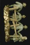 Porcelain Mark Backtamp  on Figural Group of Skipping Children - Crown above shield with B (or Sv) over  Letter M