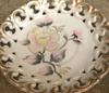 horses head pottery mark on floral pattern reticulated dish