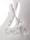 Two marks on white piece of Meissen porcelain - Incised Weiss OR Weifs