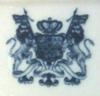 Unidentified coat of arms pottery mark with two lions rampant