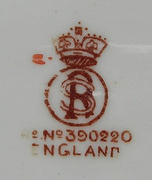 R S or S.R.  Unknown Pottery Mark (England) - {editor's note: identified as Samuel Radford Ltd}